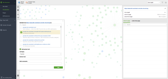 specifying anchor texts for internal linking