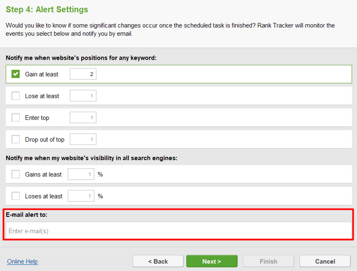 set up notification conditions