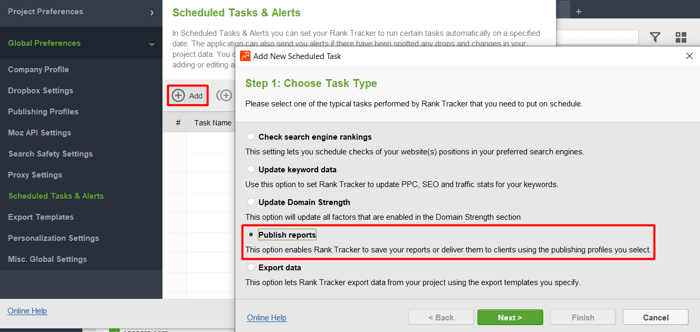 add a task to publish reports