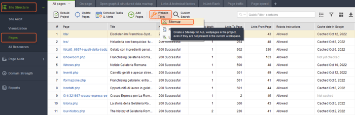 creating a sitemap with WebSite Auditor