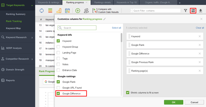adding Google Difference column