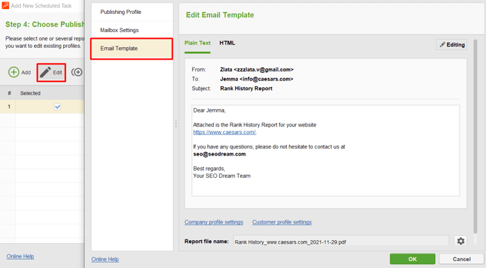 edit email template