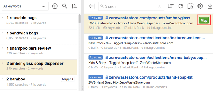 mapping keywords to content
