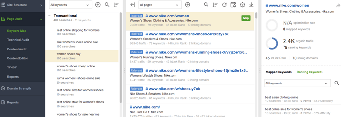 keyword mapping with website auditor