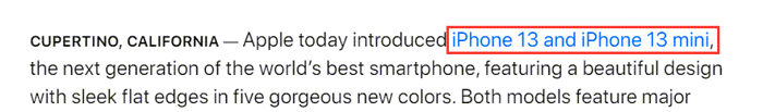 a link to iphone 13 in the apple press release
