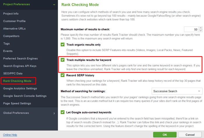 track multiple results for keyword