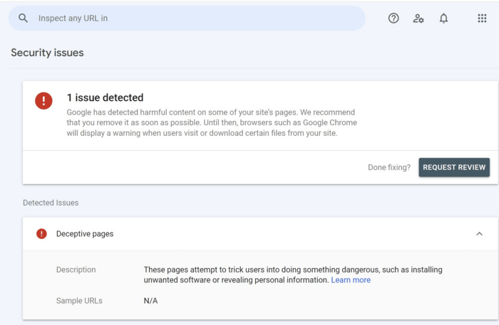 manual penalty displayed in the Manual actions report of Google Search Console